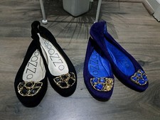 Lot Of 2 Apepazza Shoes Womens 8M Simba Ballet Flat Stones Slip On Purple/black 