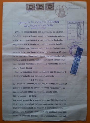 Caulonia 1950 atto in - 1950:,