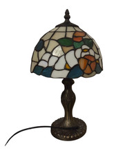 Lampada Da Tavolo Bipure Stile Tiffany Decorativa Vintage Con Fiori 37 Cm