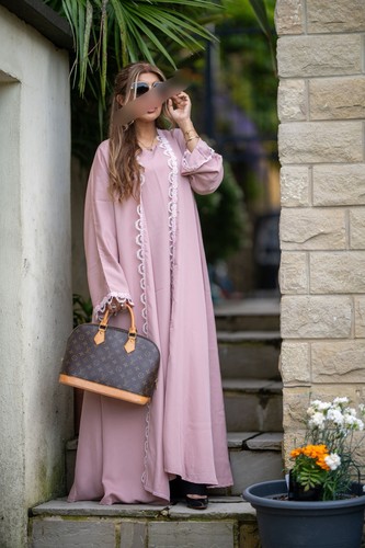 Sultea abaya pizzo rosa - sultea,