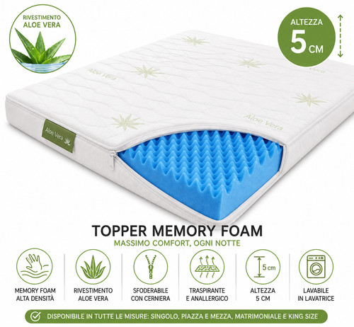 Topper memory foam cm - in, 5