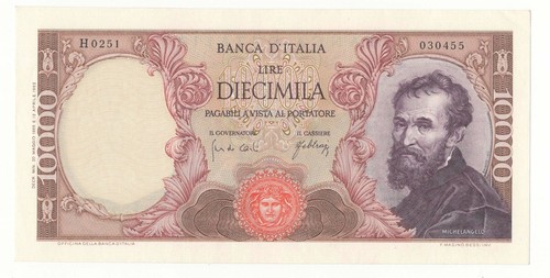 10000 lire michelangelo - lire, decr