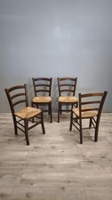 85146 Set n 4 sedie in legno con seduta in paglia