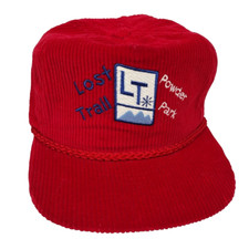 Cappello Imperiale Vintage "Lost Trail Powder Park" Strapback Courduroy Red Union USA