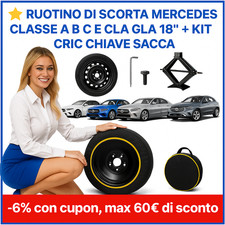 ⭐ Ruotino di Scorta Mercedes Classe A B C E CLA GLA 18” + Kit Cric Chiave Sacca