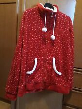 Pigiama donna invernale in pile a pois rosso con tasche e cerniera Cocobaci XL