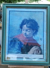 Incisione raffigurante giovane ragazzo del 700