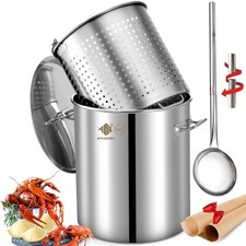Pentola Bollitore per Pesci in Acciaio Inox 64QT con Cestello,Pentola per Friggitrice Tacchino