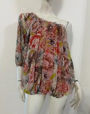 VICOLO Maglia blusa monospalla fantasia colorata Tg Unica Seta Silk