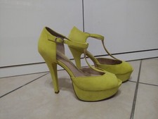 Scarpe Donna Tacco Alto Giallo  scamosciate 39 Cinturino Even&odd