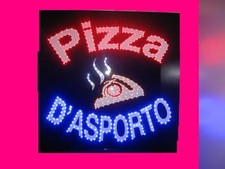 INSEGNA A LED CON SCRITTO PIZZA D'ASPORTO CON LOGO 80X45