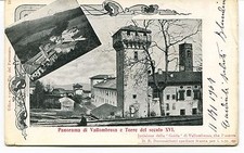 1907 Panorama Vallombrosa Torre del secolo XVI Guller Saltino FP B/N VG ANIM