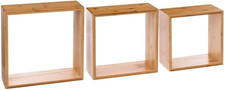 5Five - 3 Mensole Da Parete "Fixy" in Bambù a Forma Di Cubo