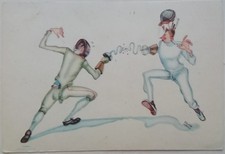 FENCING POSTCARD FRANCO