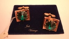 PREGIATI GEMELLI ''ROYAL'' '30s CM.2x1,5 per CAMICIA,IN GIADA, lega ORO GIALLO!