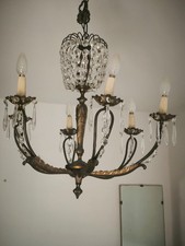 Lampadario a gocce in ottone Vintage