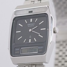 **QUASI NUOVO** Vintage 1981 SEIKO Digi Ana H259-501A Quarzo Quadrante Nero 32mm Uomo