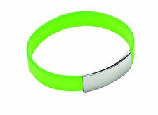BRACCIALE IN SILICONE VERDE con PIASTRINA ACCIAIO personalizzato con INCISIONE