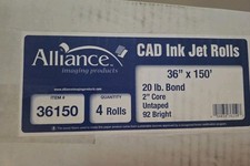 Plotter Paper 36 x 150, CAD Paper Rolls, 20 lb. Bond Paper on 2" Core 3 Rolls