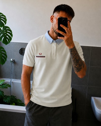 Polo fred perry bianca blu - fred,