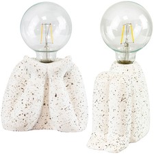 Lampada da comodino lampada da tavolo decorativa LED batteria bianca cemento ...