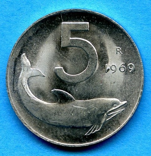 Repubblica lire 5 delfino - 5,