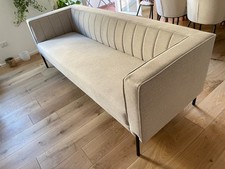 Divano 3 posti in tessuto beige con gambe nere - Iridium (Mai utilizzato)