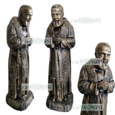 STATUA SACRA DI SAN PADRE PIO DA PIETRALCINA CM 80 IN CEMENTO BRONZO PER CHIESA