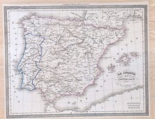 SPAIN PORTUGAL  "La Spagna e Portogallo" 1845  F. Marmocchi / C. Maggi