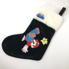 Calza di Natale Super Mario Galaxy nera 14 pollici diagonale Nintendo Wii Gamestop