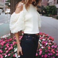 Zara Puff Cut Out Sleeve Crop
