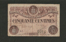 FRANCIA - Ch. de Com. De LAVAL & De La MAYENNE 50 Cts. a/Fine 1920 Scarso - GUARDA