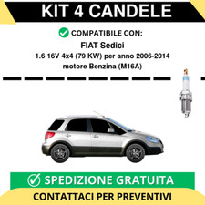 KIT 4 CANDELE per FIAT Sedici 1.6 16V 4x4 79 kw anno 2006-2014