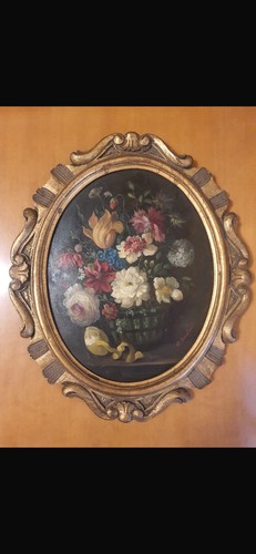 Quadro ovale olio floreale - olio,