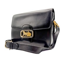 Borsa a tracolla CELINE vintage carrozza cavalli pelle nera oro borsa a mano autentica