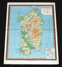 SARDEGNA G.B. PARAVIA & C. manifesto poster Mappa Cartina Geografica Italia B4