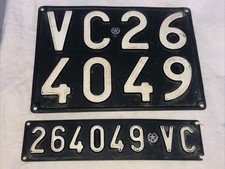 VECCHIA TARGA DOPPIA AUTOMOBILE VINTAGE