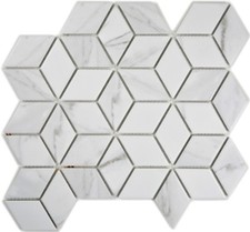 Piastrelle Mosaico Carrara Marmo Sintetico Diamante Doccia Cucina 13-0102_F 10