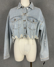 Trio Urban Giacca Donna Monna Lisa Cuore Cropped Denim Blu S/M Nuova con etichette.