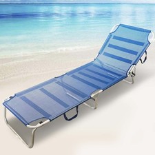 Lettino Prendisole Pieghevole in Alluminio e Texilene Mare Spiaggia Sdraio Blu
