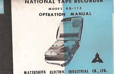 NATIONAL TAPE RECORDER REGISTRATORE RQ 115 USO MANUTENZIONE LIBRETTO