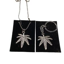 COLLANA PORTACHIAVI FOGLIA MARIJUANA CANNABIS GANJA MARIA NECKLACE KEYCHAIN MODA