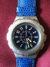Orologio da polso SWATCH Scuba Irony SUPERBLU (YDS4000)-Data/Pelle/Perfette condizioni!
