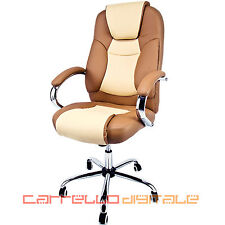 POLTRONA UFFICIO SEDIA GIREVOLE IN ECO PELLE PRESIDENZIALE DIREZIONALE DA STUDIO
