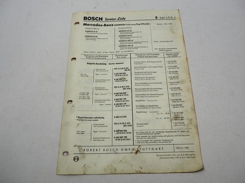 Lista servizi originale - , bosch