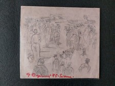 GUIDO BORGIANNI FIRENZE QUADRO DISEGNO A MATITA RITRATTO FIRMATO 