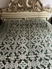 COPRILETTO VINTAGE Verde Rifinito A Mano Con Frange