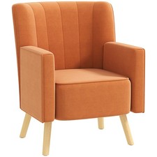 HOMCOM Poltrona d'Arredo Moderna in Tessuto Effetto Velluto Marrone