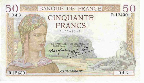 1940 francia banconota 50 - 1940,