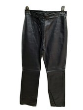 Pantalone jeans zampa bootcut donna woman tg 46 sz 32 nero pelle real leather M